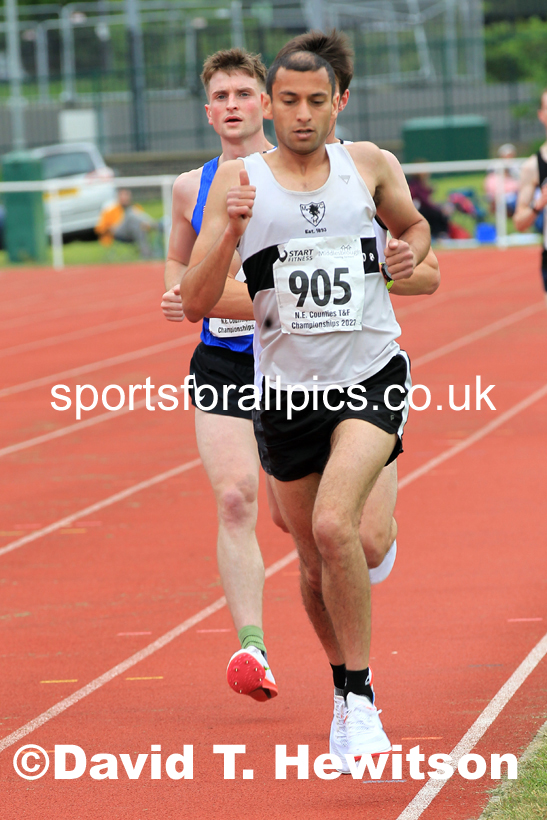 Men and Boys 5000 metres, 2022 North Eastern Track and Field Champs., Middlesbrough. David T. Hewitson/Sports for All Pics